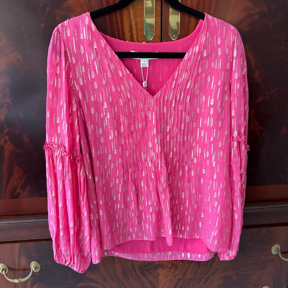 NWT Lilly Pulitzer Cleme Long Sleeve Top Passion Fruit Pink Size 8 - Picture 7 of 11